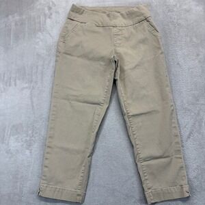 Jag Jeans Pants Women Pull On Crop Capri Beige Slim Fit Chino Style Cotton Blend